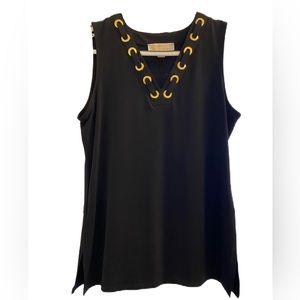 Michael Kors Black Tank Top with Gold Ring Detail